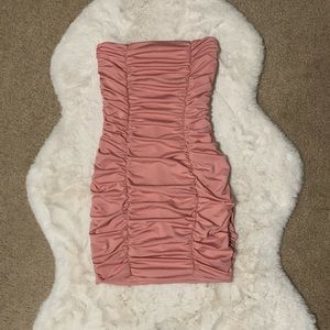 Pink Ruched Bodycon Mini Tube Dress